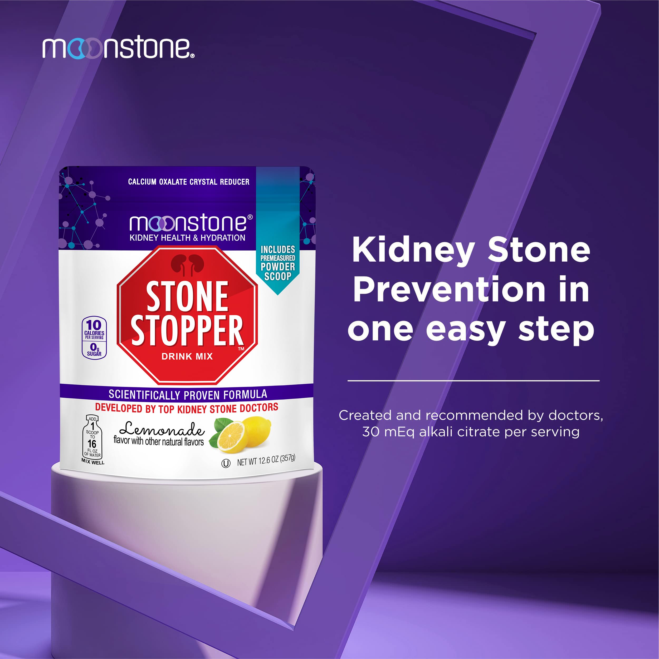 Moonstone Stone Stopper Drink Mix lemonade scoop showing convenient serving