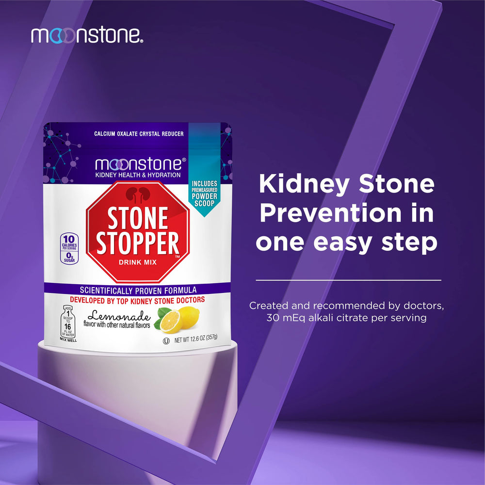 Moonstone Stone Stopper Drink Mix lemonade scoop showing convenient serving