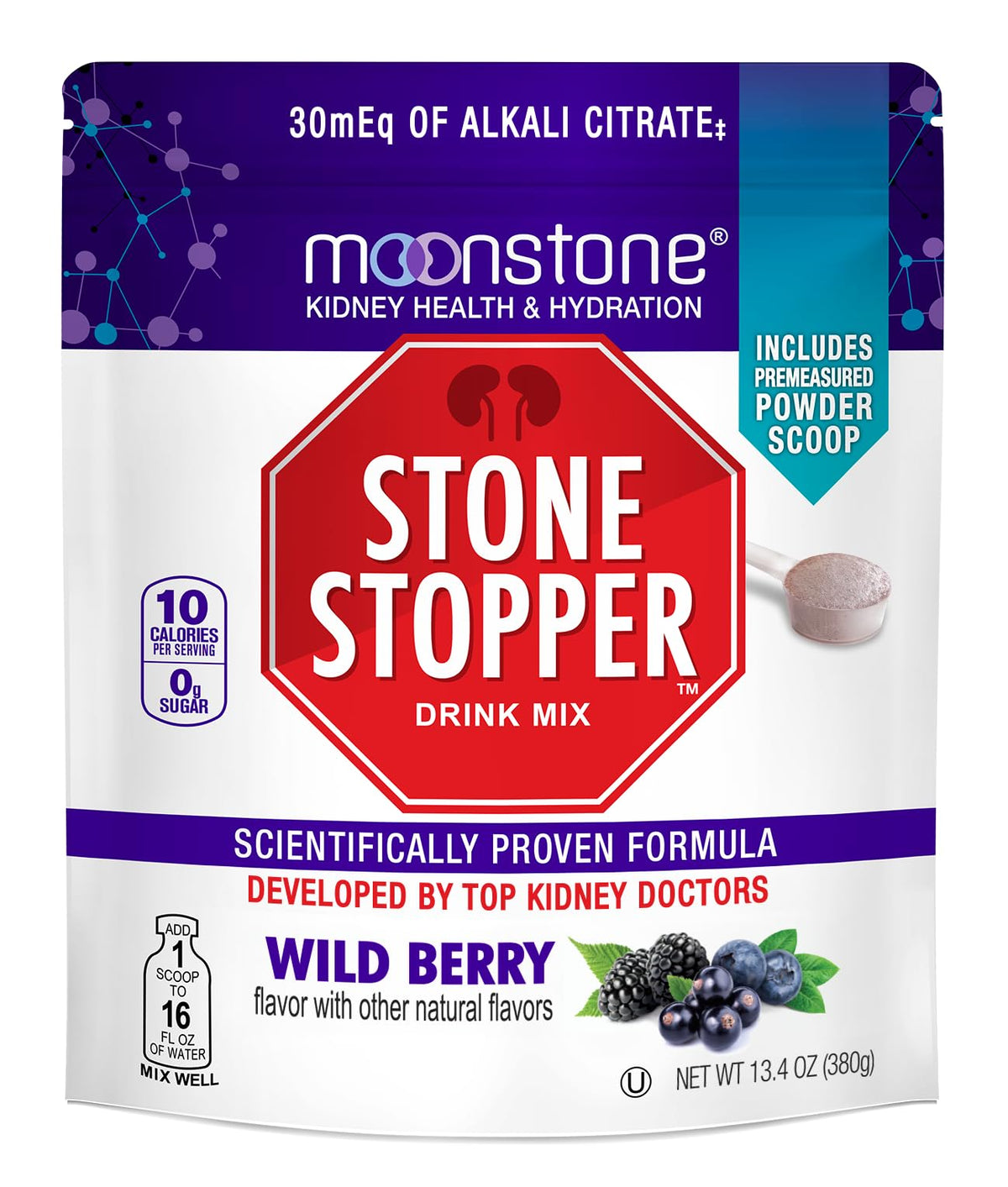 Moonstone Stone Stopper Wild Berry bottle ready for daily hydration support.