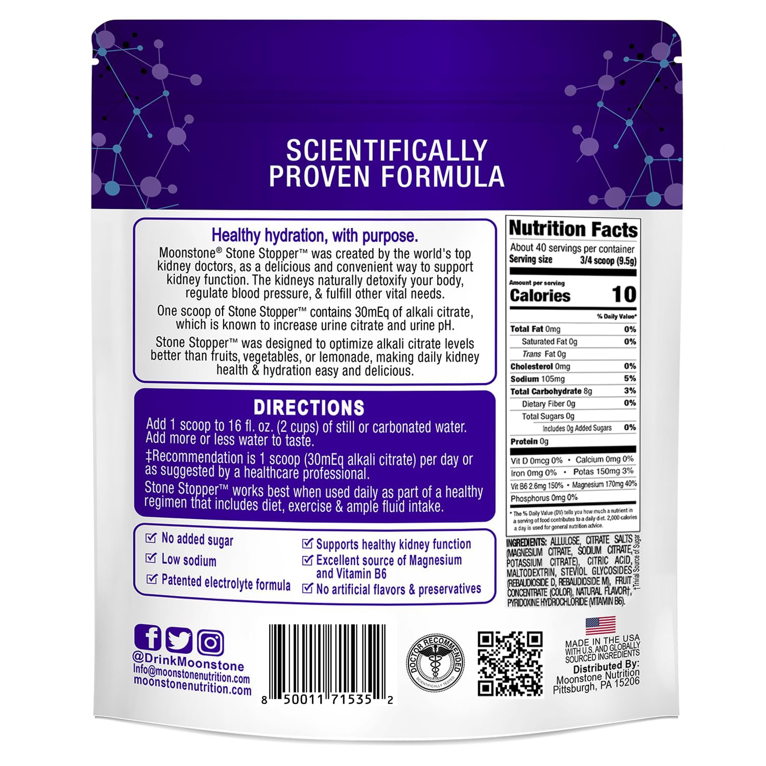 Moonstone Stone Stopper Wild Berry label highlights a 30-day supply.