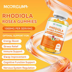 MOORGUMY Rhodiola Rosea Gummies adults and kids dosage guide.