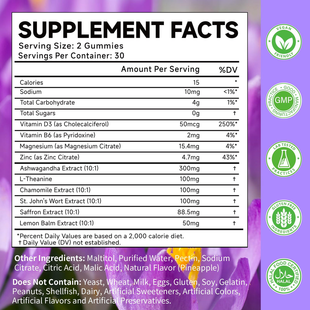 MOORGUMY saffron gummies bottle closeup highlighting quality ingredients