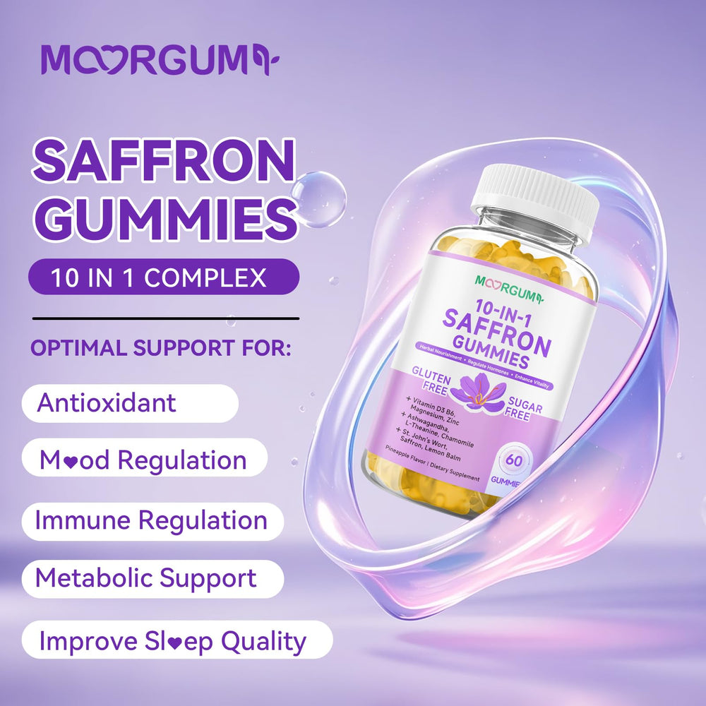 MOORGUMY saffron gummies serving dose demonstrating daily intake