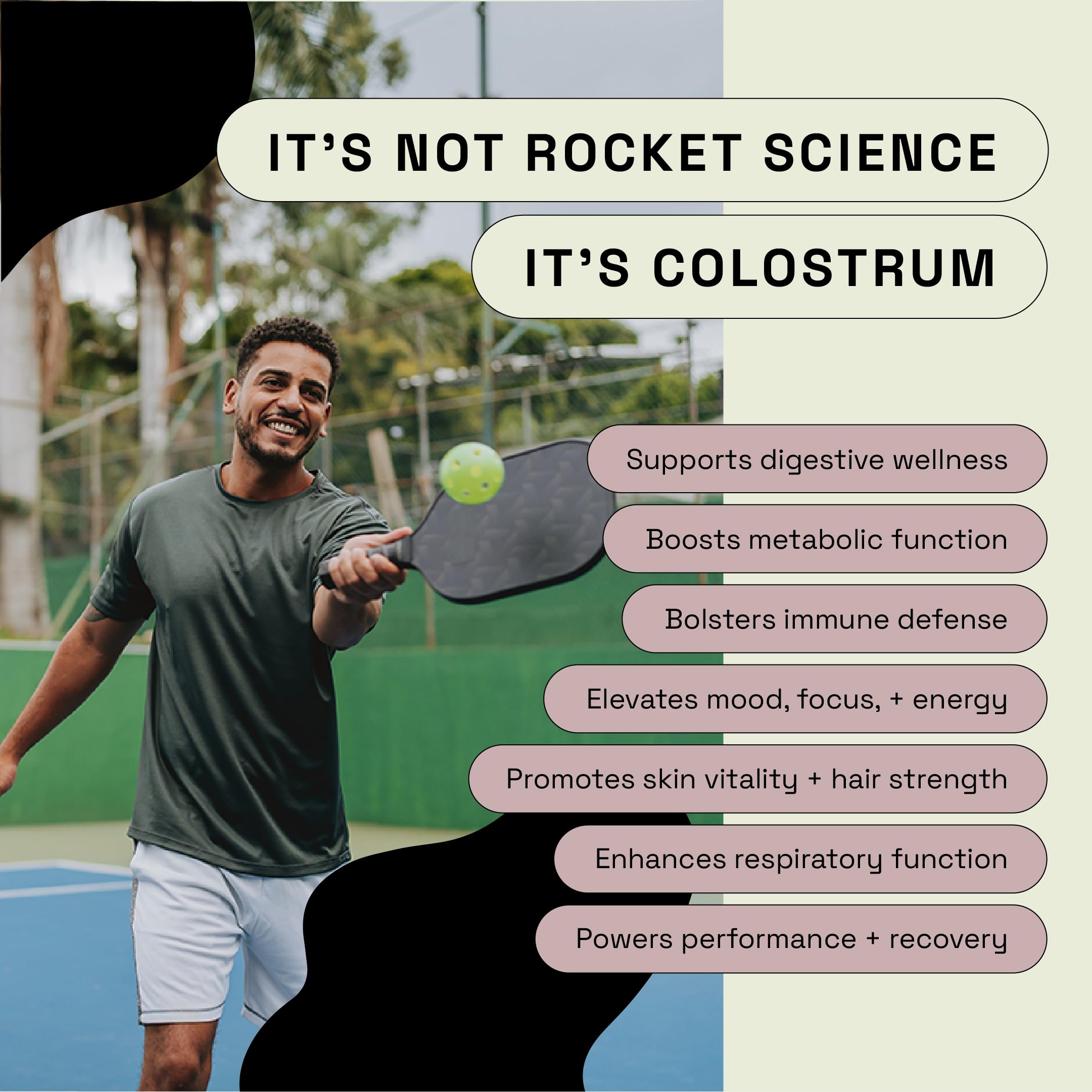 MOOVE Gut-friendly colostrum powder swirls easily into smoothies or yogurt.