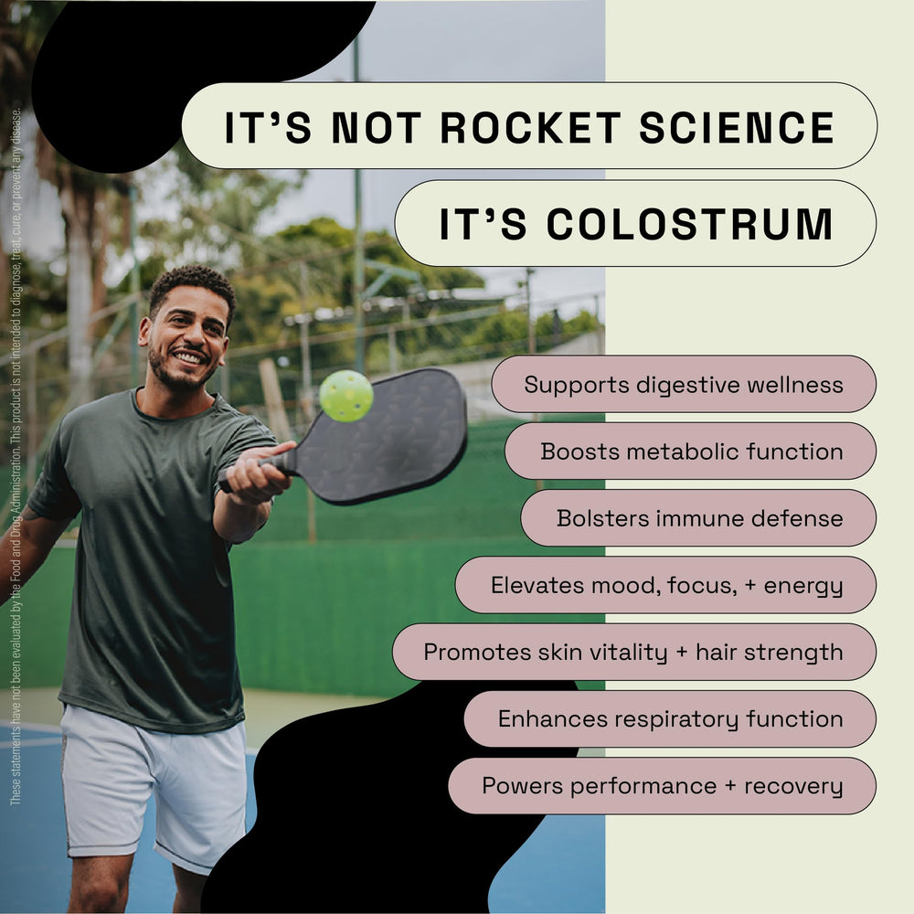MOOVE unflavored colostrum powder blends into drinks without altering taste