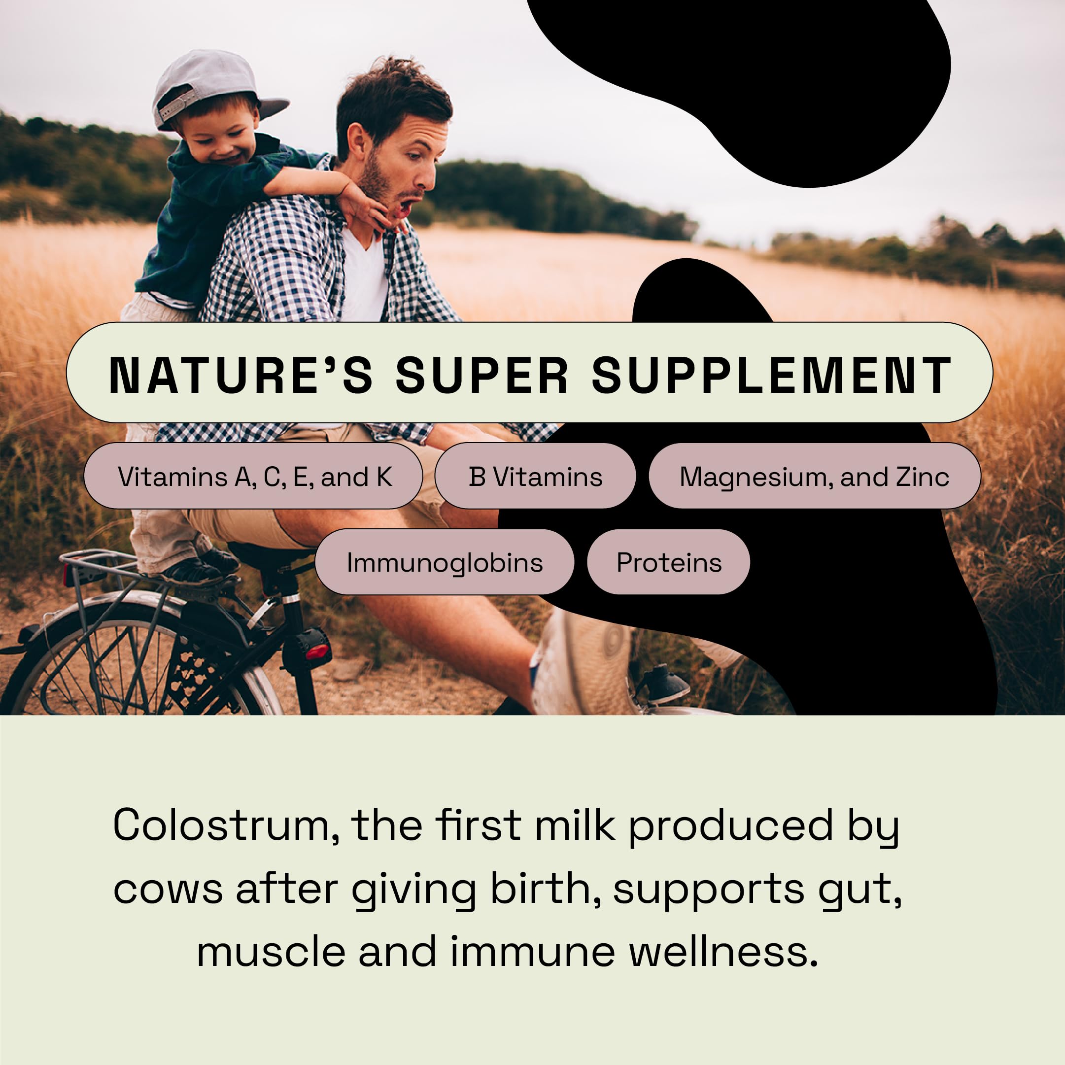 MOOVE vanilla bean colostrum powder jar ready to blend into beverages