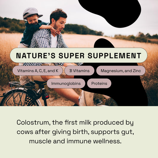 MOOVE vanilla bean colostrum powder jar ready to blend into beverages
