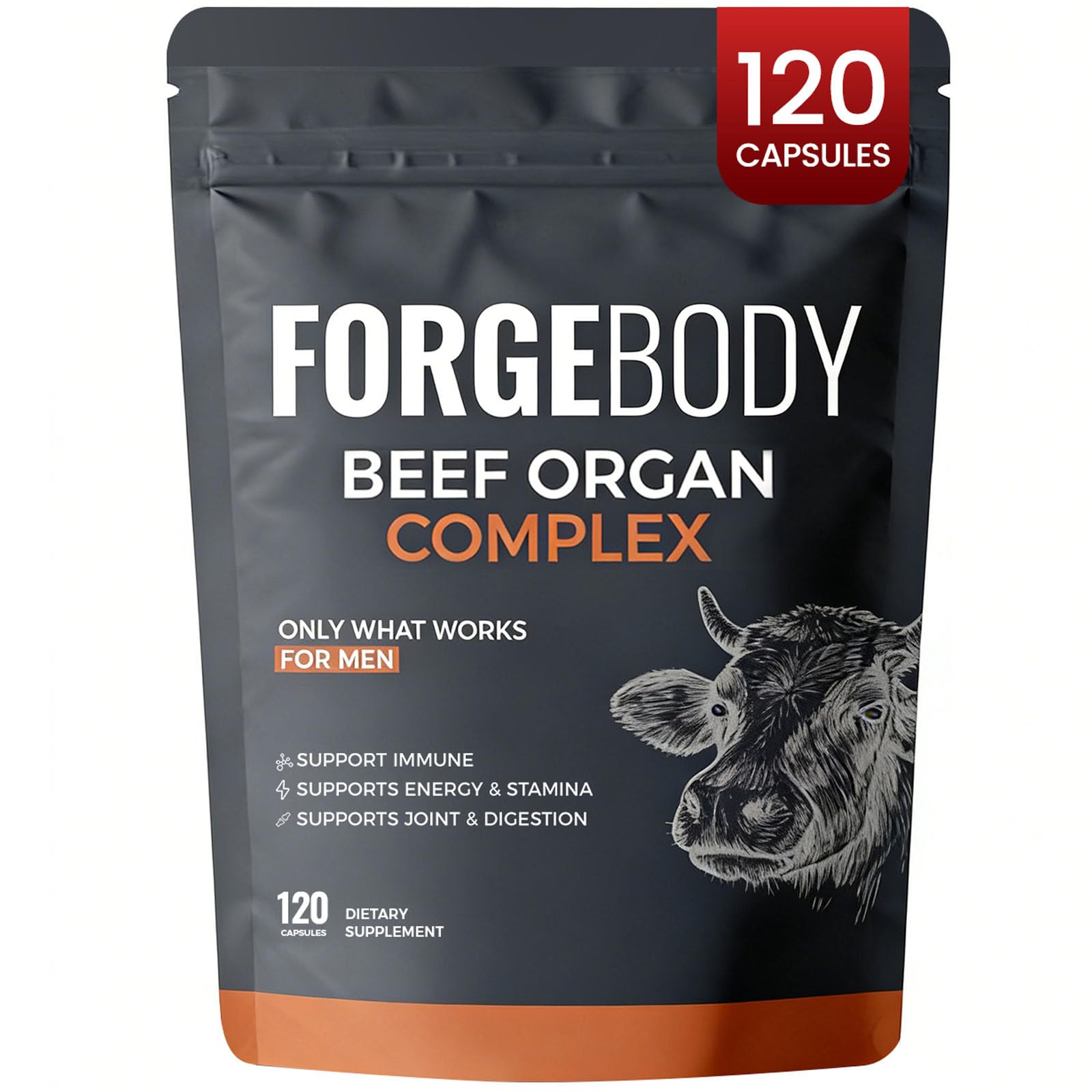 MORANDEE Forgebody beef organ capsules bottle front for easy daily use