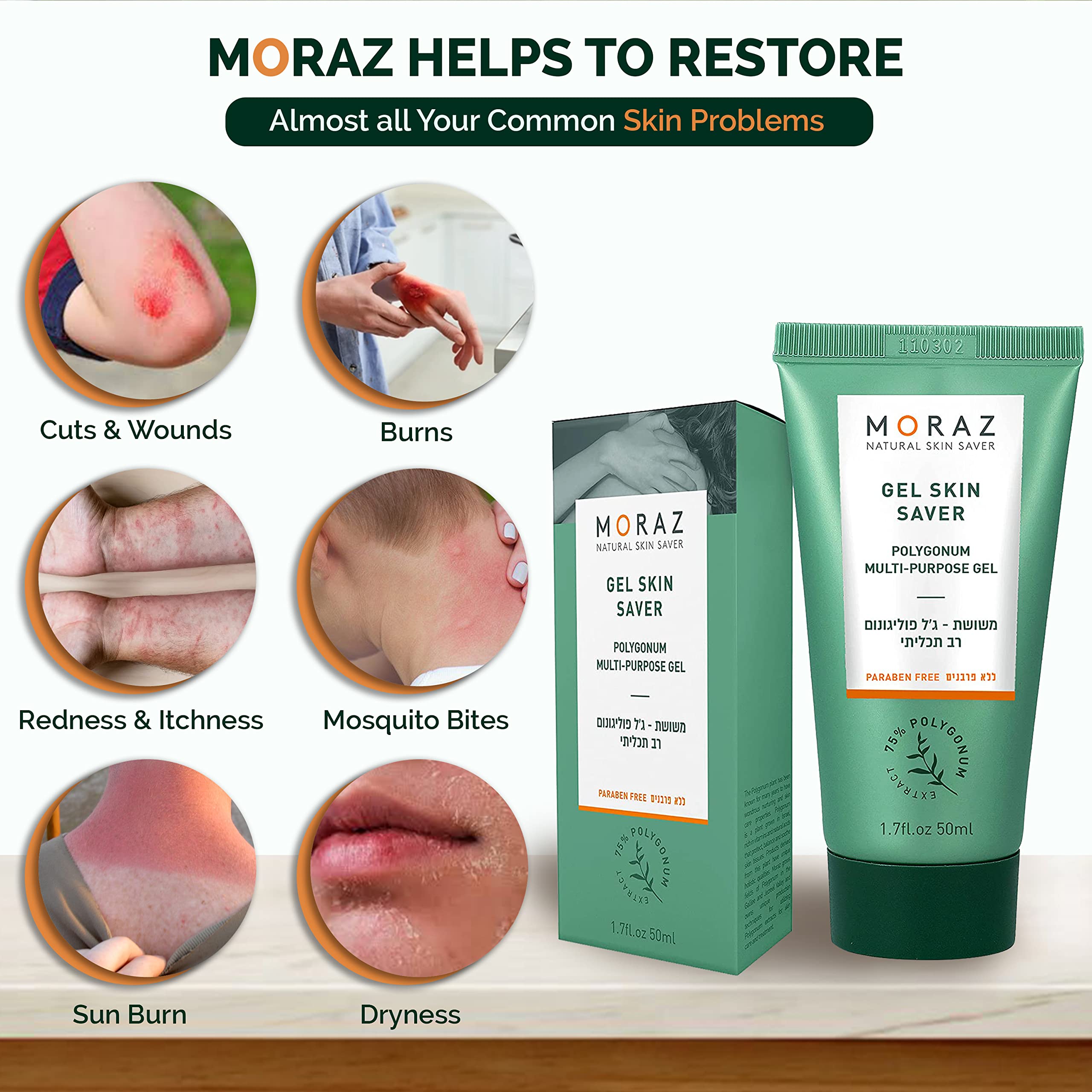 Closeup of Moraz Skin Saver Gel texture highlighting quick absorption.