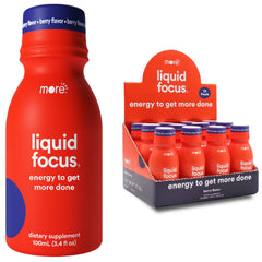 More Labs Liquid Focus bottle front view for a clean energy boost.