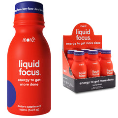 More Labs Liquid Focus bottle front view for focused energy at work or study.