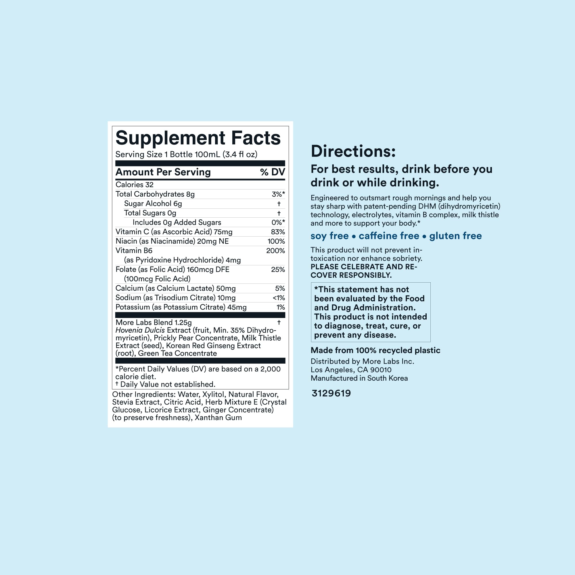 More Labs product highlights milk thistle inclusion for a holistic hydration routine.