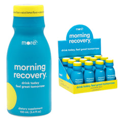 More Labs Morning Recovery lemon bottle front showing convenient hydration after social drinking