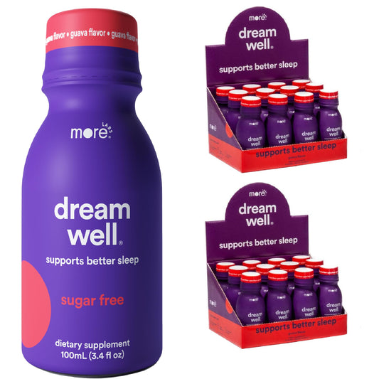 More Labs Dream Well bottle on nightstand inviting a calm pre-sleep routine