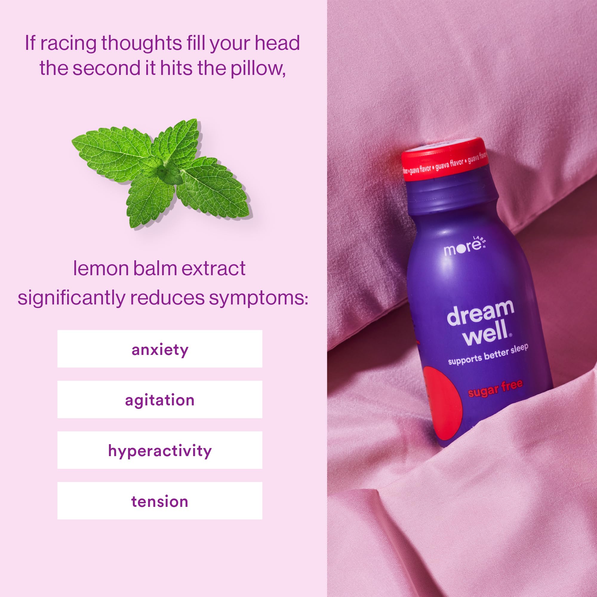 Glass by bedide with Dream Well suggesting simple nightly routine