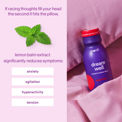 Glass by bedide with Dream Well suggesting simple nightly routine