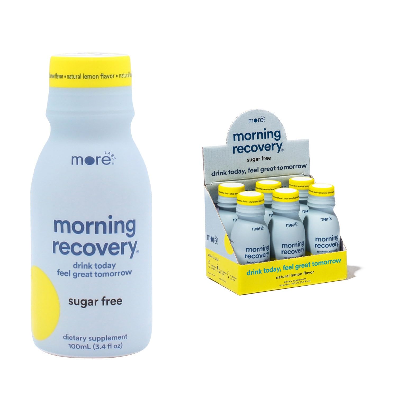 More Labs Morning Recovery bottle front view highlighting hydration potential.