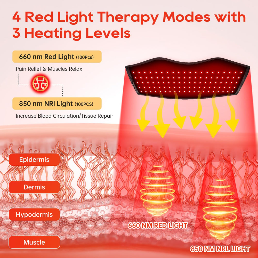 Morfone massage belt displaying vibration modes for deep tissue comfort.