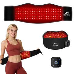 Morfone cordless red light therapy belt front view for targeted sessions.