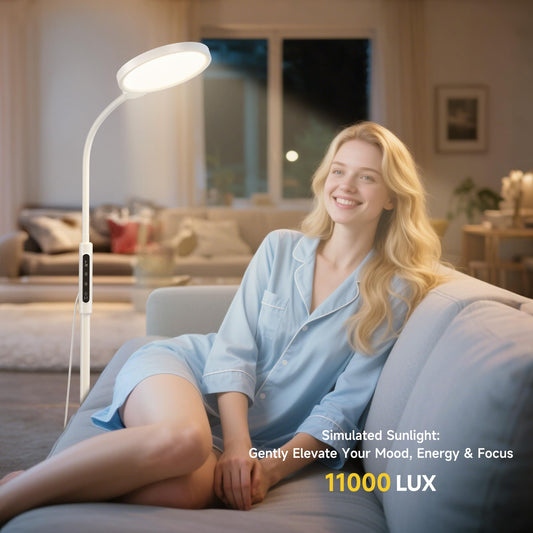 Morfone Happy Light Therapy Lamp adjustable-neck close-up for flexible reading positions