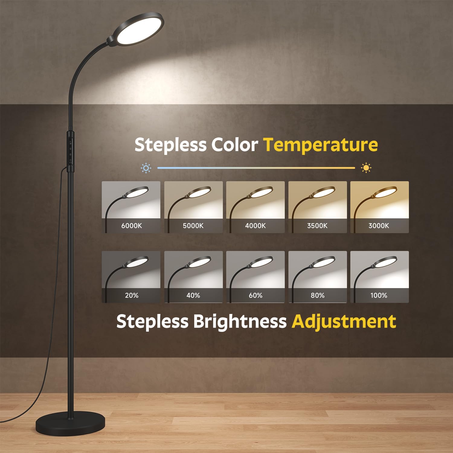 Morfone UV-free lamp with anti-tip base ensuring safe placement