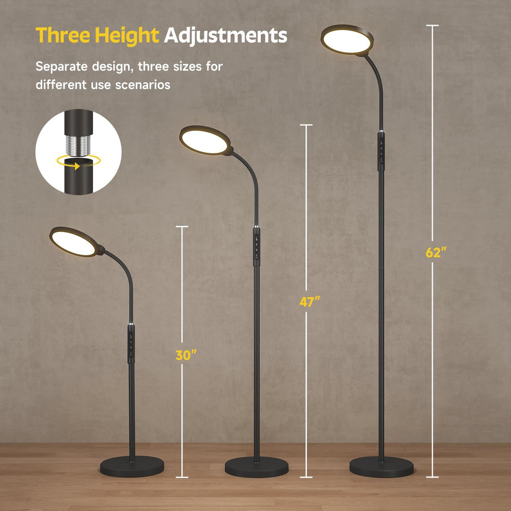 Morfone floor lamp in a cozy bedroom with mood lighting