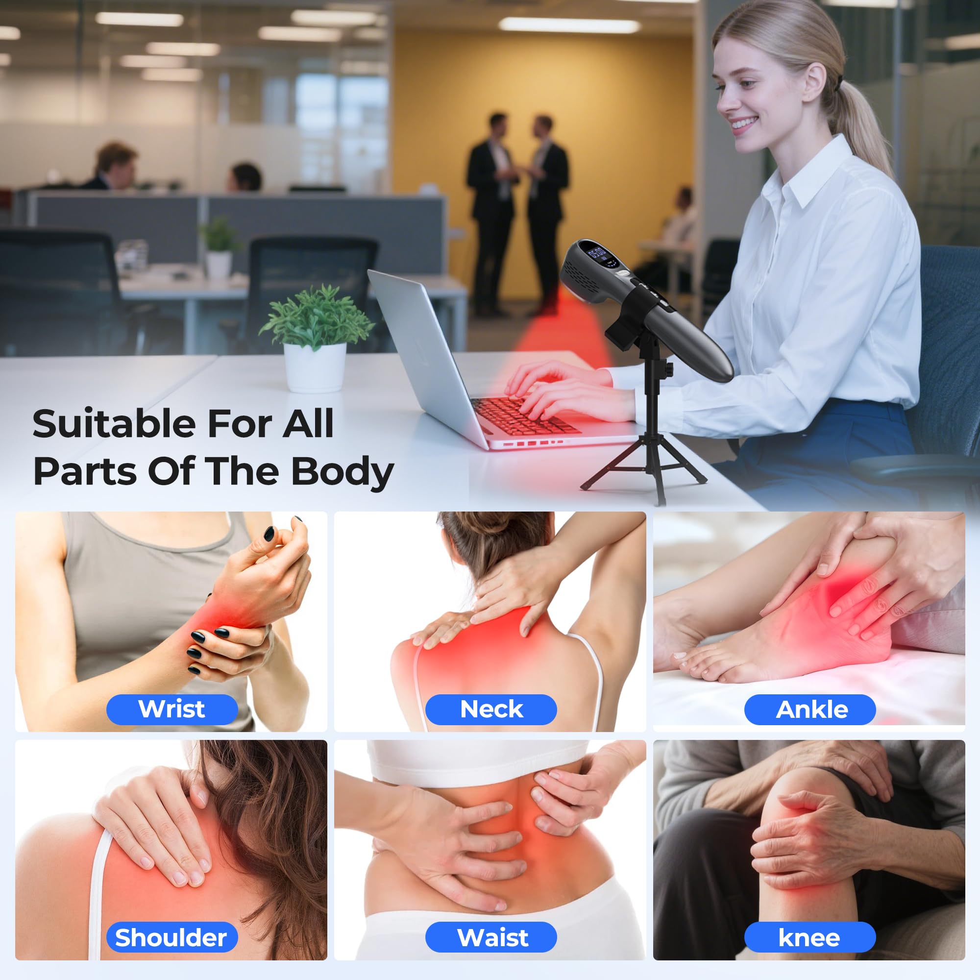 Morfone red-light device in stand for hands-free use.