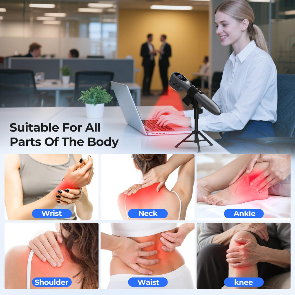 Morfone red-light device in stand for hands-free use.