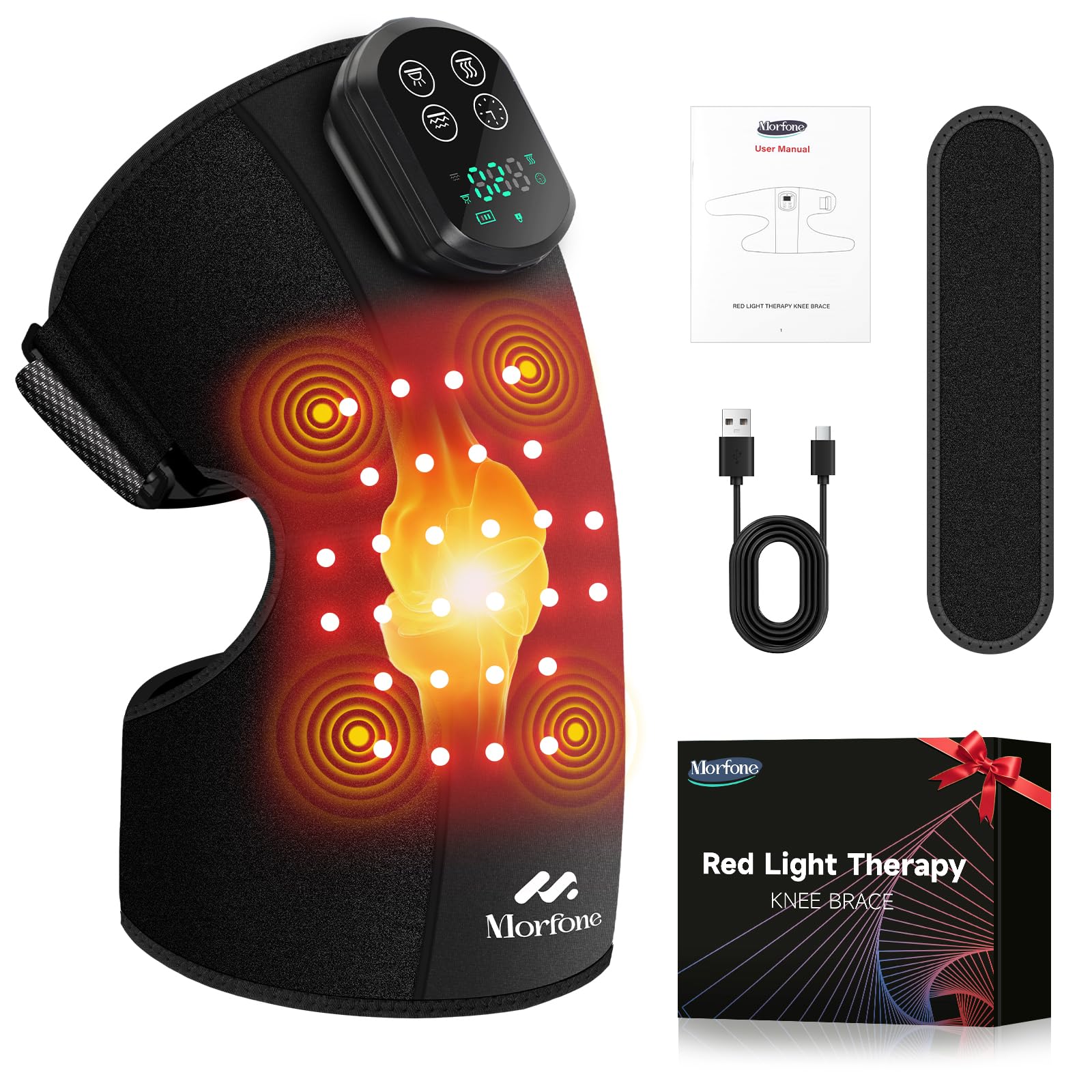 Morfone red light knee device front view for targeted relief