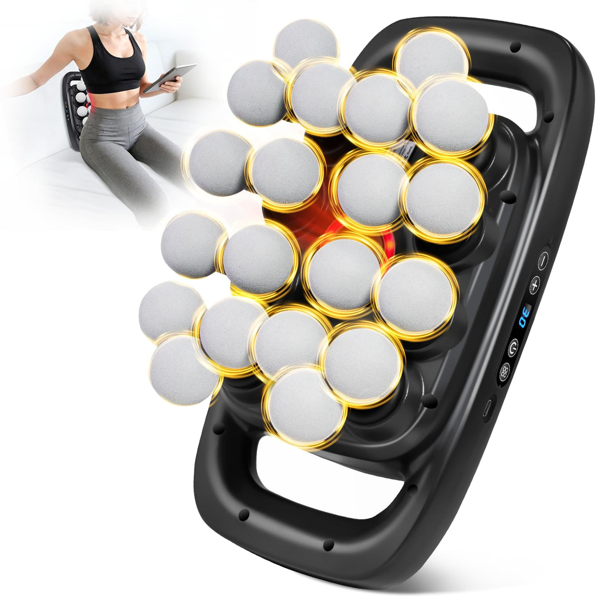 Morlivan 20-head massage gun front view showing compact design for home use