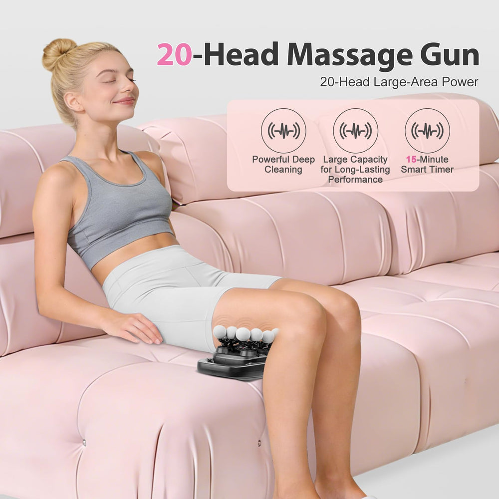 Morlivan device in use on back and legs for soreness relief