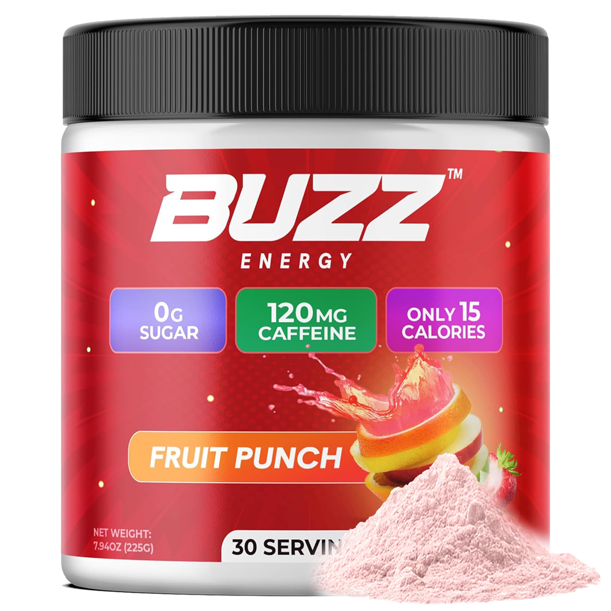Morning Buzz 30-servings jar with lid close-up.