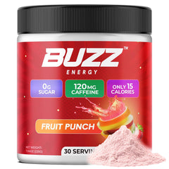 Morning Buzz 30-servings jar with lid close-up.