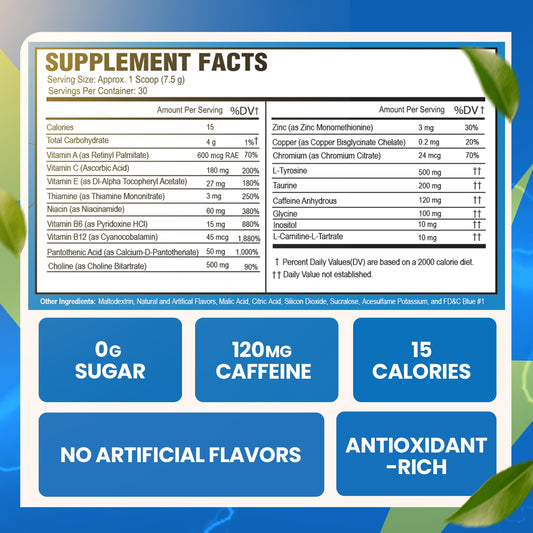 Morning Buzz 30 servings packaging shows vegan, sugar-free energy