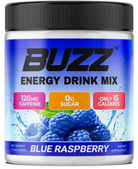 Morning Buzz blue raspberry energy powder tub boosts focus and sustained energy