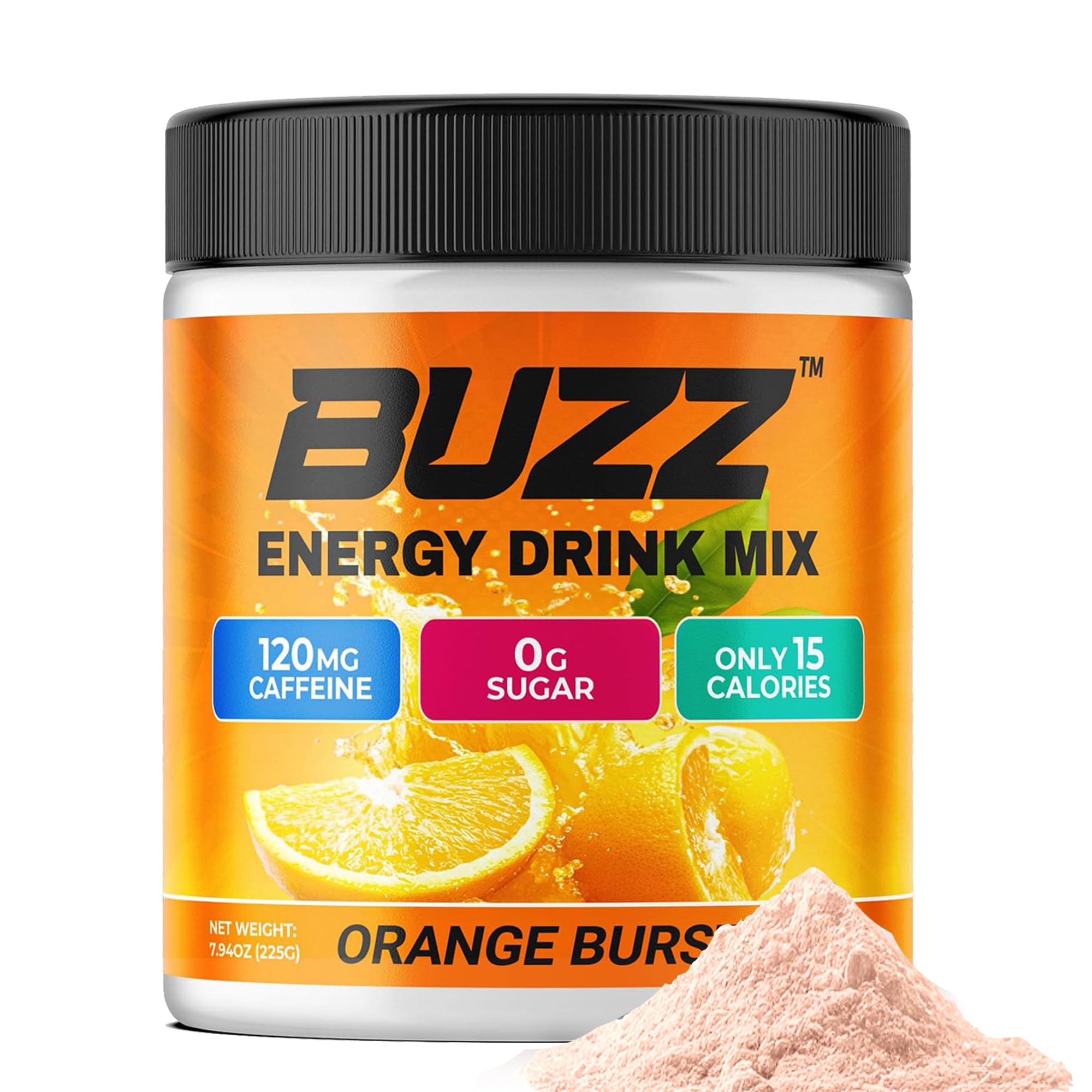 Spoonful of Morning Buzz powder dissolving for a smooth energy lift.