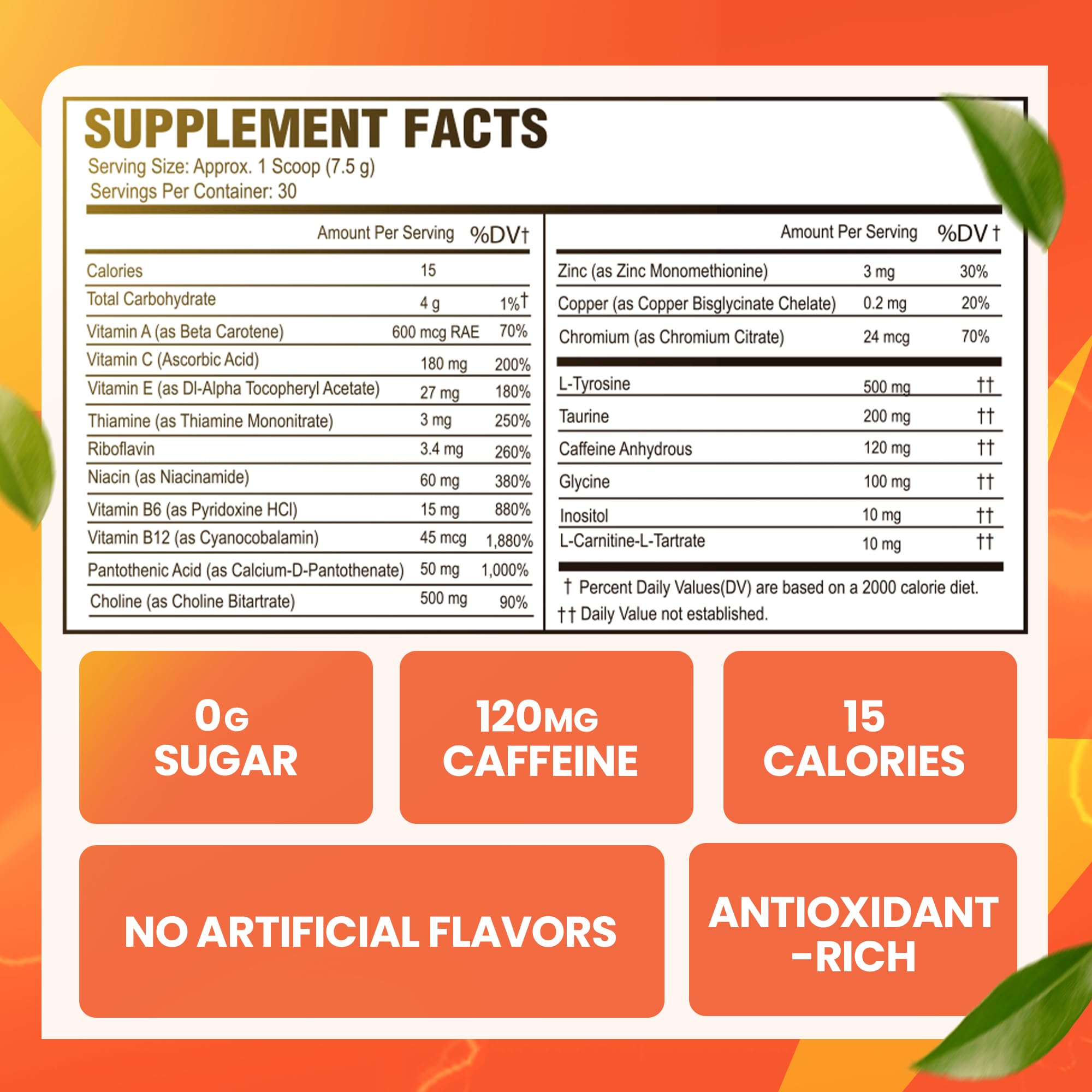 Morning Buzz packaging image highlighting 30 servings and vegan, antioxidant-rich blend.