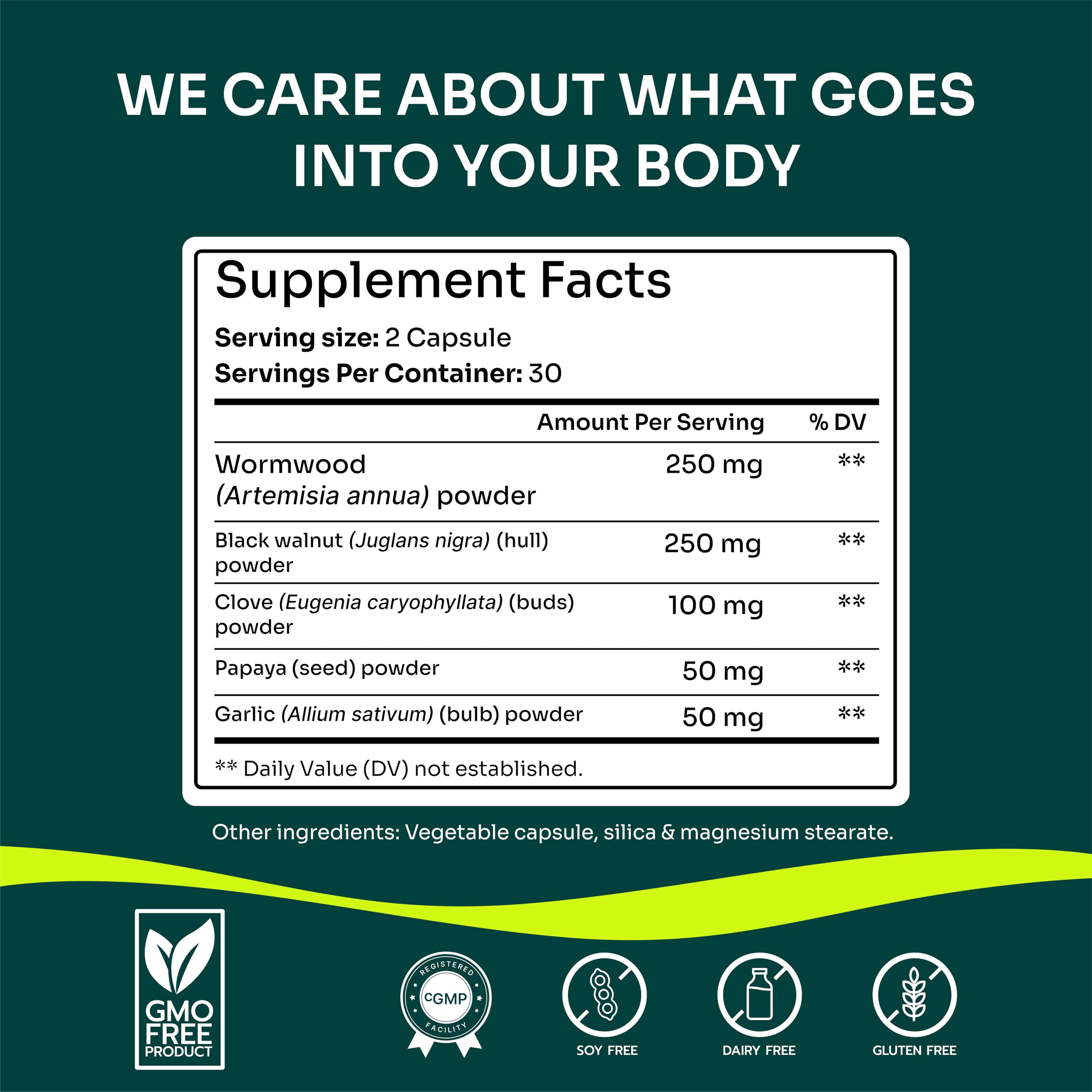 Morpha Organics Para Defense Papaya seed capsules close-up aiding digestion.