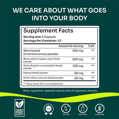 Morpha Organics Para Defense Papaya seed capsules close-up aiding digestion.