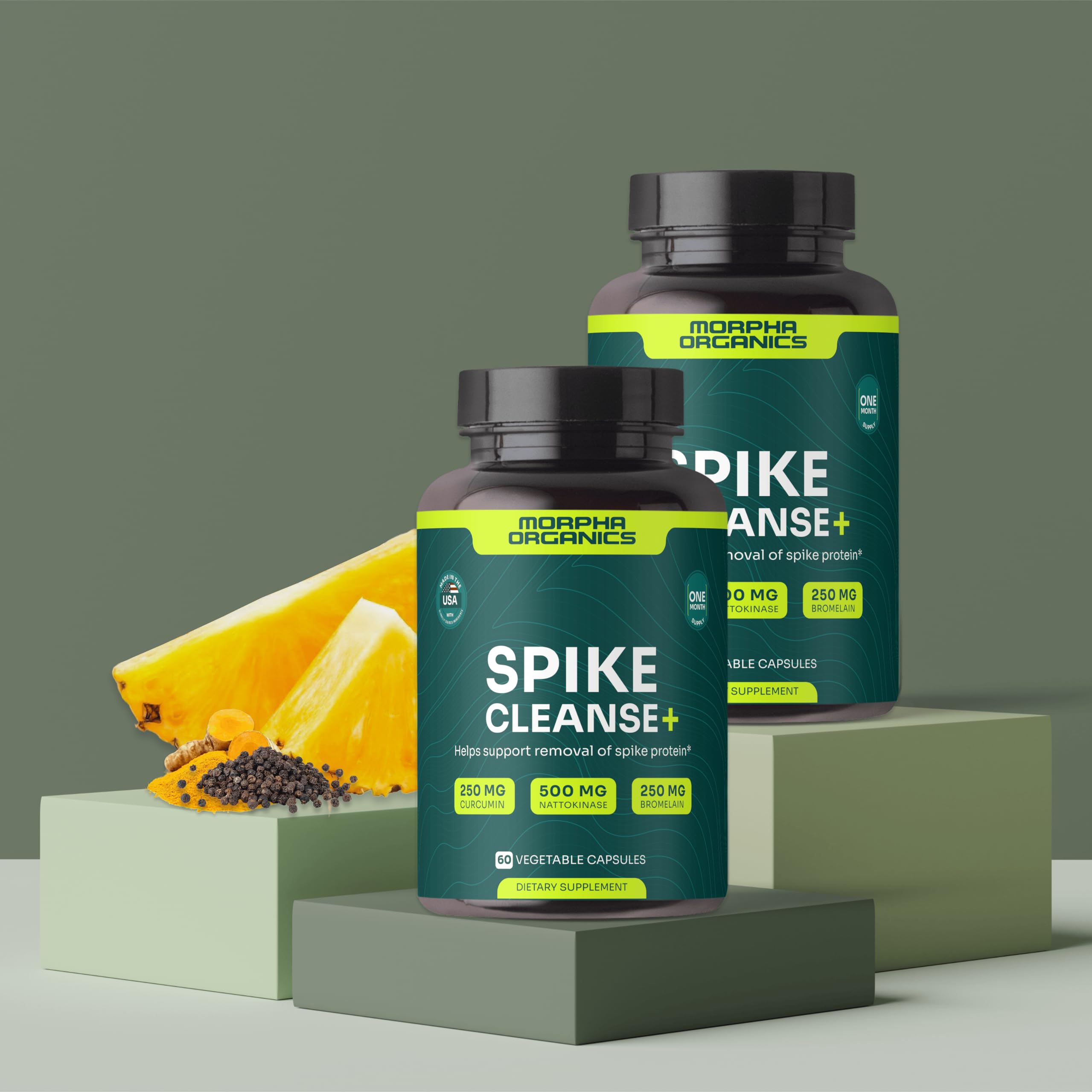 Bromelain ingredient depiction in Spike Cleanse bottle for digestive comfort aid.