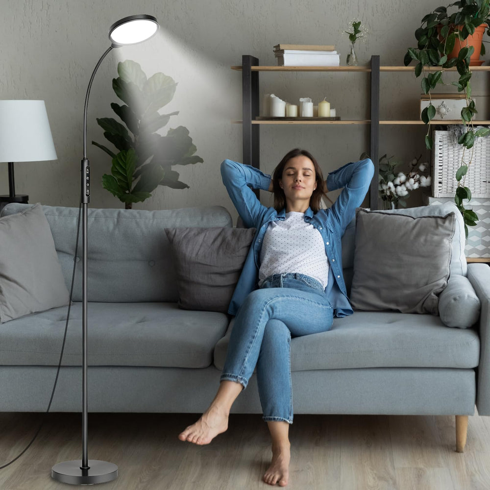 Morpholife light therapy lamp front view for mood-boosting home use.