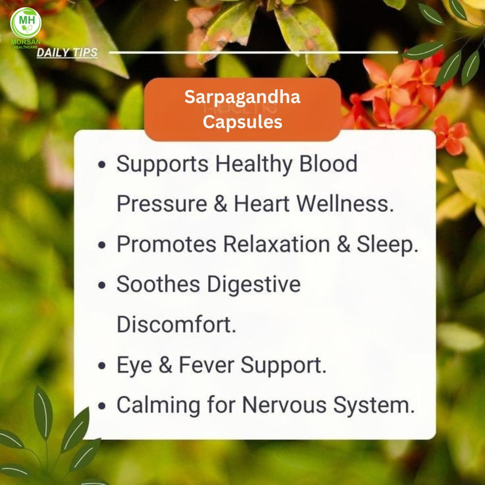 Morsan Healthcare Sarpgandha capsules close-up highlights capsule texture