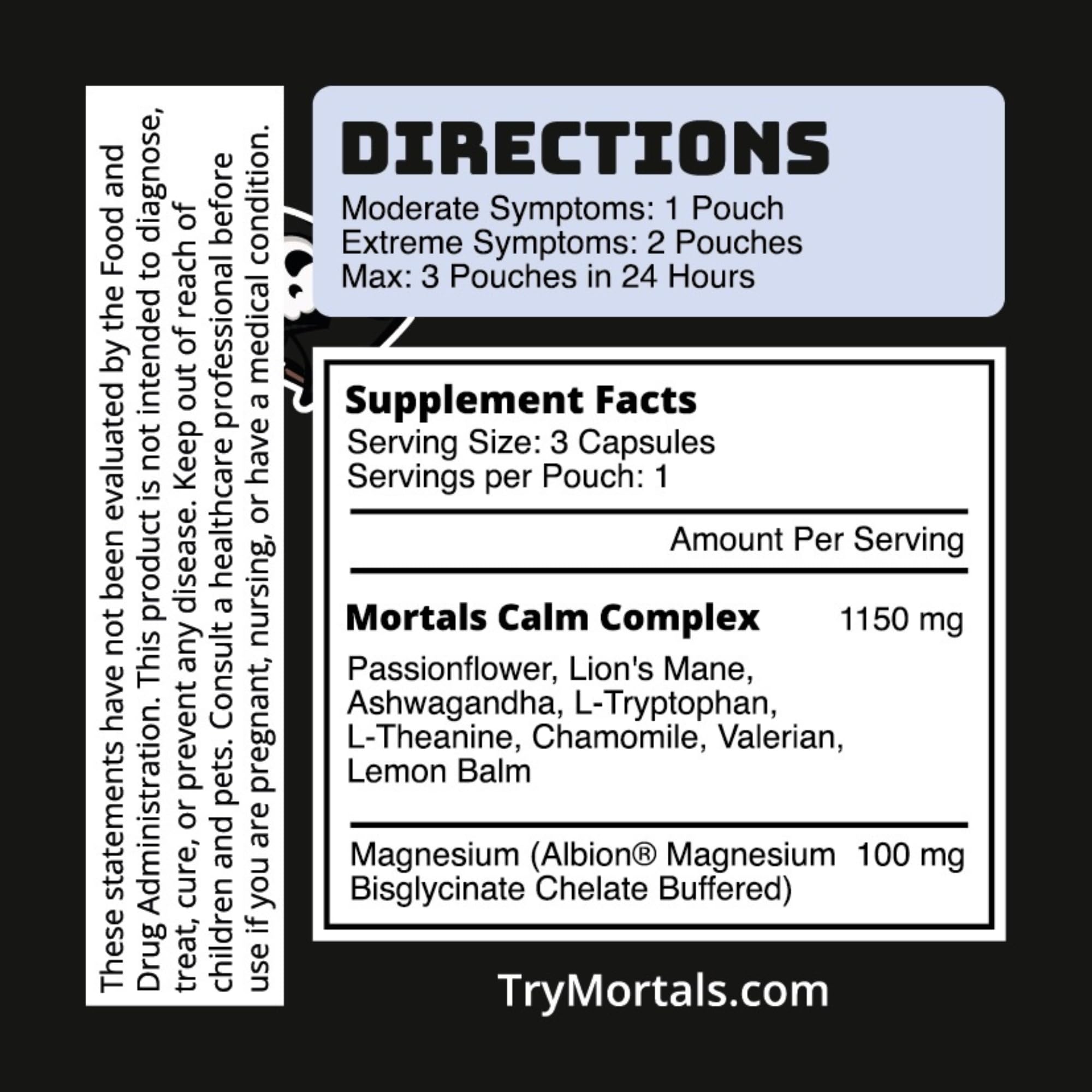 Mortals Mental Balance capsules closeup showing Ashwagandha and L-Theanine for relaxation and focus.