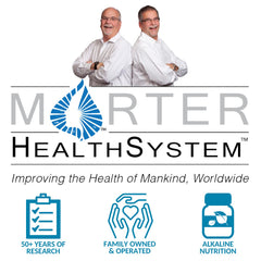 Morter HealthSystem quality tested badge on bottle.