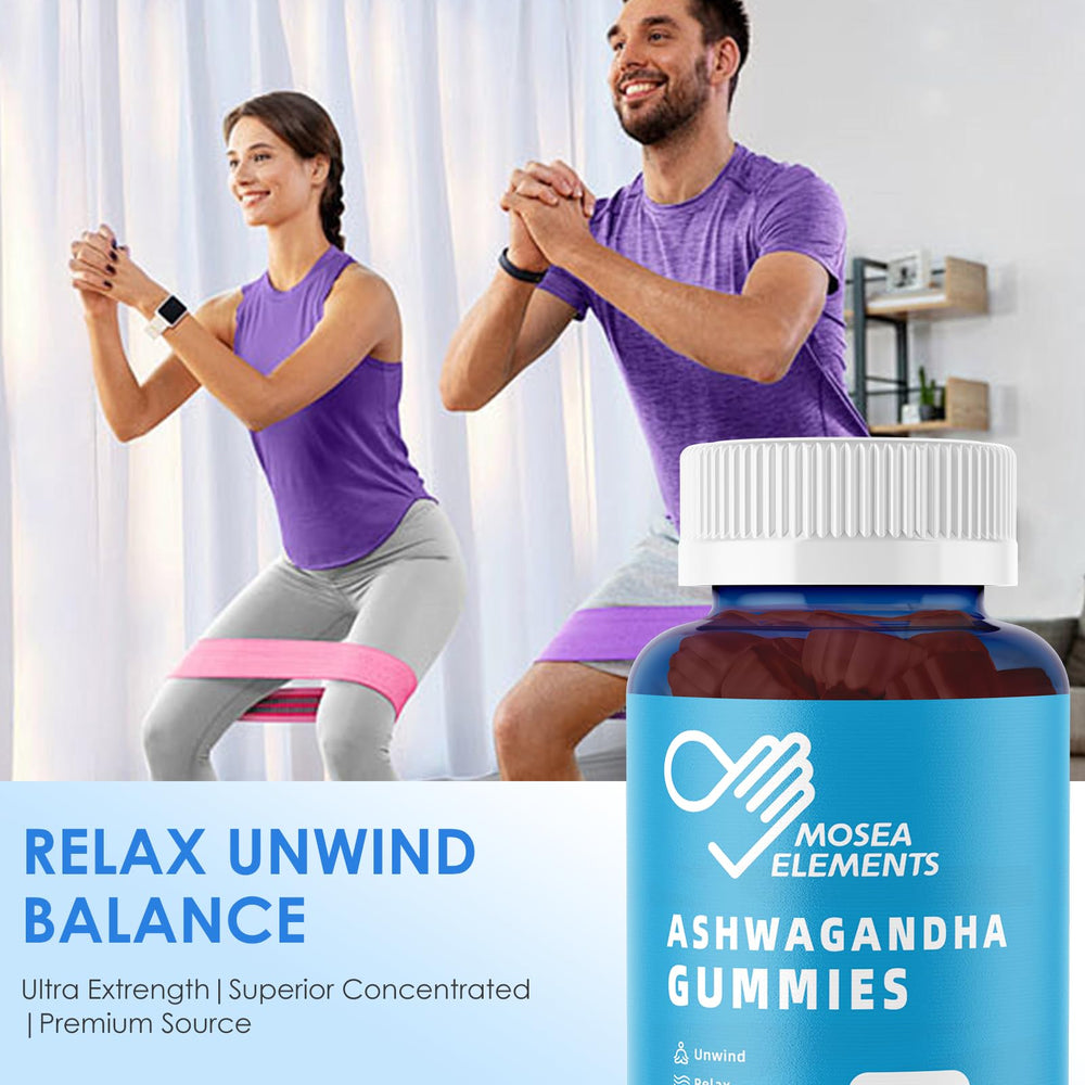 MOSEA ELEMENTS Ashwagandha gummies berry pieces displaying chewy texture