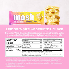 MOSH Lemon White Chocolate Keto Bar unwrapped, ready for a brain-friendly snack.