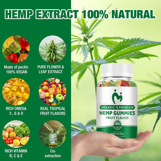 MOSRAY Hemp Gummies closeup reveals chewy texture ideal for evening routine.