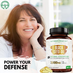 Omega 6 and 9 fatty acids illustrated on Mother Nature Organics bottle