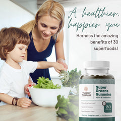 Mother Nutrient gummies raspberry flavor close-up highlighting tasty daily greens chewables for daily nutrition.