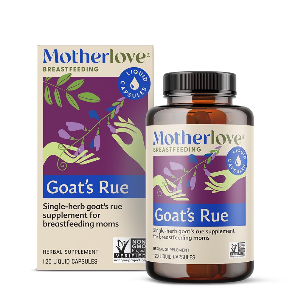 Motherlove Goat's Rue bottle front shows the clean label for lactation support.